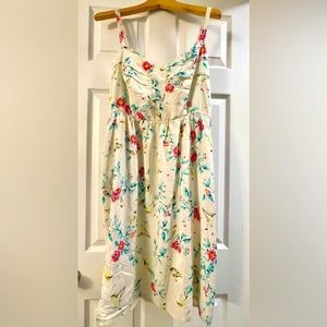 Torrid Floral Midi Dress - Cream with Pink and Blue